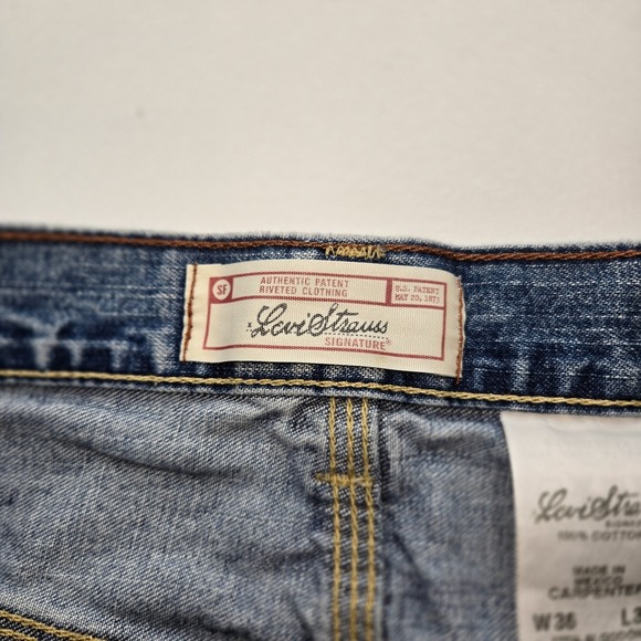 Levi Strauss Signature Carpenter Jeans Mens 36x30 Blue Denim Utility Work - Picture 2 of 11